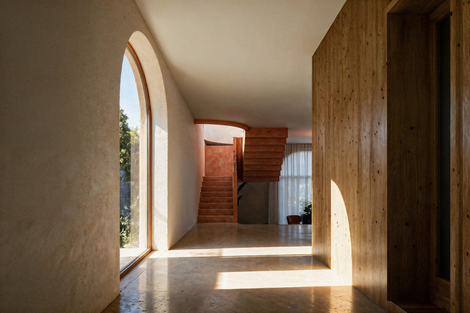Entrance hall with arched window