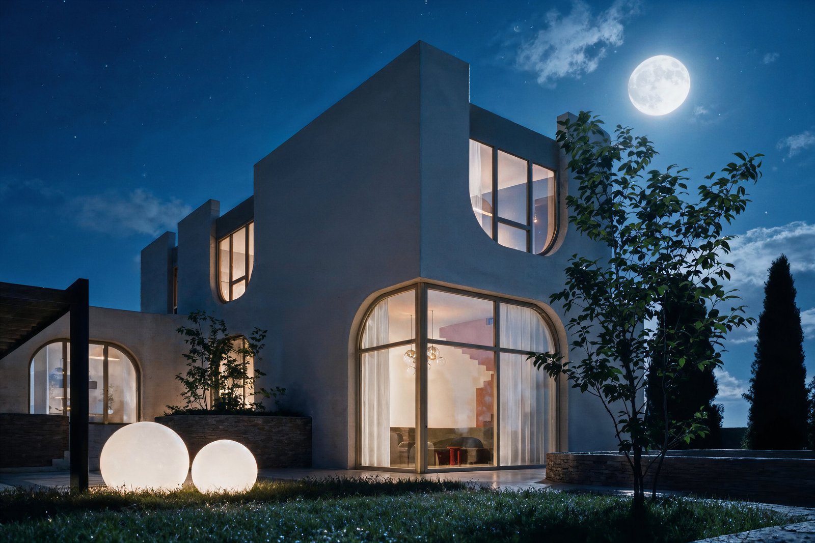 Villa D under a full moon